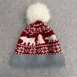 Vera Bradley Cozy Hat Beary Merry Red Polar Bear Tree & Snowflake Pom Pom Nordic